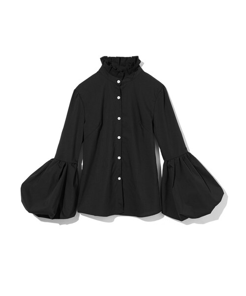 GRL（グレイル）の「ボリュームスリーブフリルスタンドカラーブラウス（シャツ/ブラウス・レディース・オフホワイト/ブラック・M）」の2枚目の写真