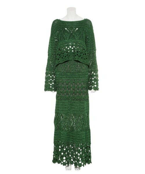 FRAY I.D（フレイアイディー）の「クロシェロングスカート（ロング  