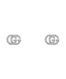 GUCCI | Gucci Running G Pavé Diamond Stud Earrings in 18K White Gold(ピアス（両耳用）)
