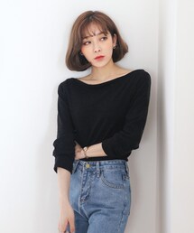 DHOLIC | テクスチャーボートネックTシャツ(Tシャツ/カットソー)
