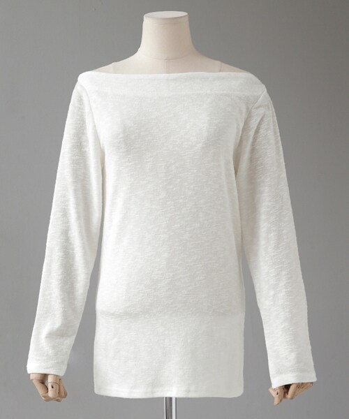 DHOLIC（ディーホリック）の「テクスチャーボートネックTシャツ（Tシャツ/カットソー・レディース・ブラック/ホワイト/イエロー/グリーン/ピンク・FREE）」の2枚目の写真