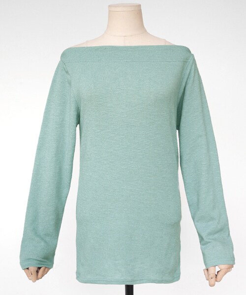 DHOLIC（ディーホリック）の「テクスチャーボートネックTシャツ（Tシャツ/カットソー・レディース・ブラック/ホワイト/イエロー/グリーン/ピンク・FREE）」の3枚目の写真