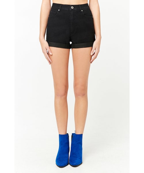 FOREVER 21(フォーエバー トゥエンティーワン)の「ハイウエストデニムショートパンツ(その他・レディース・INDIGO/BLACK・24/25/26/27/28/29/30/31/ONE SIZE/S/M/L/7/9)」の4枚目の写真