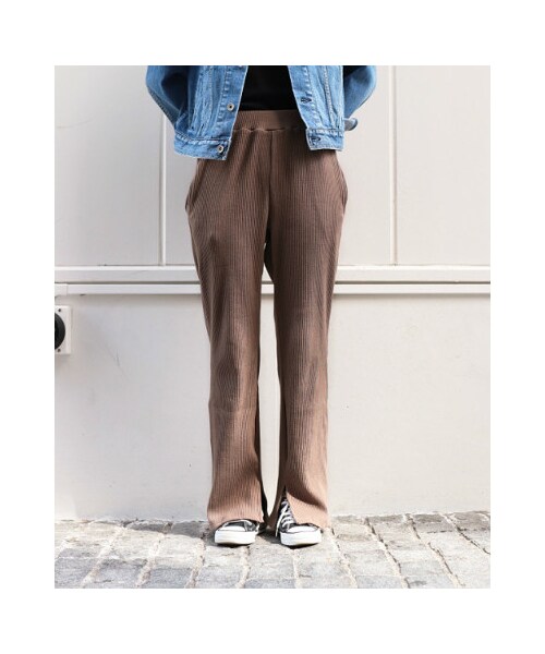 RED CHOP WORKS（レッドチョップワークス）の「(レッドチョップワークス）リブスリットパンツ（パンツ・レディース・ブラック/ベージュ/グレー/モカ・36/38）」の13枚目の写真