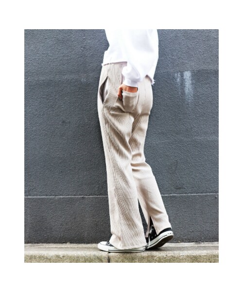 RED CHOP WORKS（レッドチョップワークス）の「(レッドチョップワークス）リブスリットパンツ（パンツ・レディース・ブラック/ベージュ/グレー/モカ・36/38）」の18枚目の写真