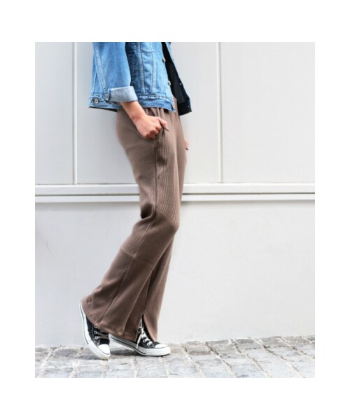 RED CHOP WORKS（レッドチョップワークス）の「(レッドチョップワークス）リブスリットパンツ（パンツ・レディース・ブラック/ベージュ/グレー/モカ・36/38）」の12枚目の写真