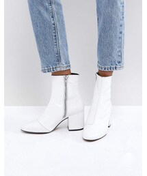 asos | ASOS ROSANA Leather Block Heeled Boots(ブーツ)