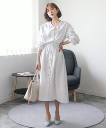 DHOLIC | ウエストゴムボタンワンピース(ワンピース)