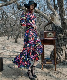 DINT | リリーフリルラインロングワンピース(ワンピース)