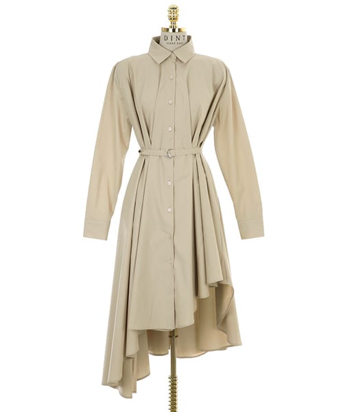 DINT（ディント）の「フルオンバルロングシャツワンピース（シャツワンピース・レディース・화이트/블랙/베이지・one(44~66size)）」の4枚目の写真