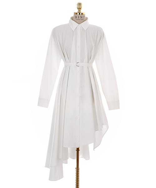 DINT（ディント）の「フルオンバルロングシャツワンピース（シャツワンピース・レディース・화이트/블랙/베이지・one(44~66size)）」の2枚目の写真