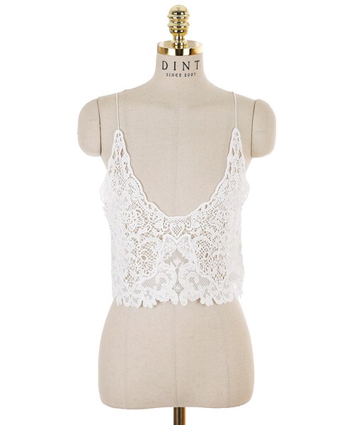 DINT（ディント）の「ディープレースレイヤード身体トップ（タンクトップ・レディース・블랙/화이트・one(44~66size)）」の2枚目の写真