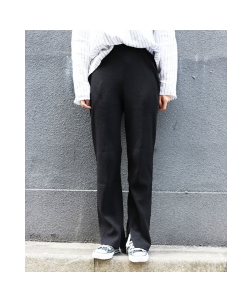 RED CHOP WORKS（レッドチョップワークス）の「(レッドチョップワークス)ワッフルスリットパンツ（パンツ・レディース・オートミール/杢グレー/ベージュ/ブラック・36/38）」の9枚目の写真