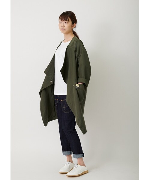 mercibeaucoup,（メルシーボークー）の「メルシーボークー、 / B：わさっトレンチ / コート（ジャケット/アウター・レディース・beige 0○01○/khaki 0○01○/navy 0○01○・サイズ,身丈,身幅,裄丈,0,89,65,79,01,90,68,81.5,）」の15枚目の写真