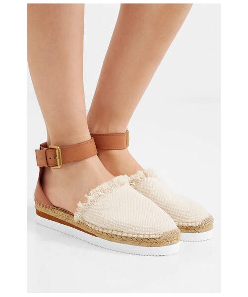 SEE BY CHLOE(シーバイクロエ)の「See by Chloé - Leather And Canvas Platform Espadrilles - Neutral(その他シューズ・レディース・neutral・It41/It37/It38/It40/It36/It35/It39)」の3枚目の写真