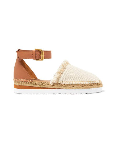 SEE BY CHLOE(シーバイクロエ)の「See by Chloé - Leather And Canvas Platform Espadrilles - Neutral(その他シューズ・レディース・neutral・It41/It37/It38/It40/It36/It35/It39)」の1枚目の写真