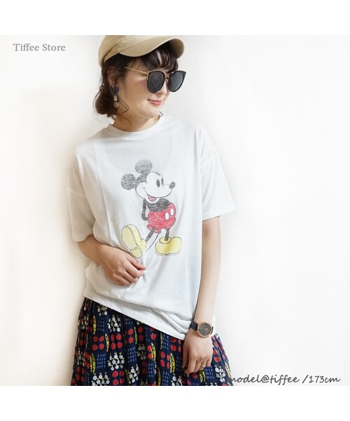 Tiffee SELECT（ティフィーセレクト）の「ヴィンテージ風ミッキープリントTシャツ（Tシャツ/カットソー・レディース・ブラック/ホワイト・M）」の2枚目の写真