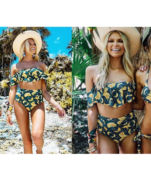 No Brand ノーブランド の オフショル 水着 フルーツ 体型カバー ビキニ バンドゥ 水着 Wear