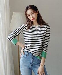 DHOLIC | 配色ヘムボーダーニット(ニット/セーター)