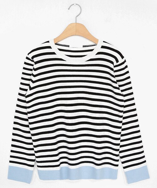 DHOLIC（ディーホリック）の「配色ヘムボーダーニット（ニット/セーター・レディース・ベージュ/ホワイト・FREE）」の2枚目の写真