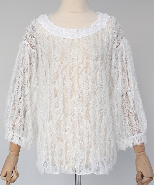 DHOLIC（ディーホリック）の「フローラルレースブラウス（シャツ/ブラウス・レディース・ベージュ/ホワイト/ブラック・FREE）」の2枚目の写真