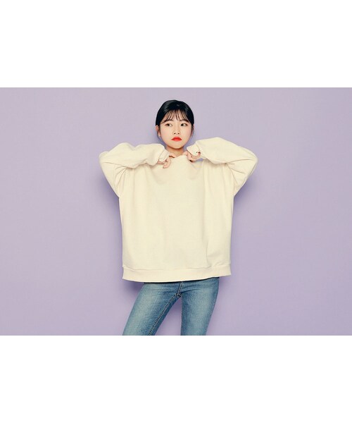 HOTPING(ホッピン)の「6Colorsシンプルスウェットプルオーバー(スウェット・レディース・ライラック/ミント/ベージュ/クリーム/グレー/ネイビー・1(フリーサイズ)/2(L-XXL))」の2枚目の写真