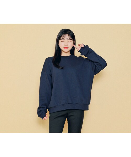 HOTPING(ホッピン)の「6Colorsシンプルスウェットプルオーバー(スウェット・レディース・ライラック/ミント/ベージュ/クリーム/グレー/ネイビー・1(フリーサイズ)/2(L-XXL))」の6枚目の写真
