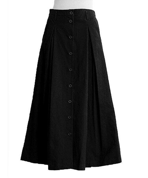 Tiffee SELECT（ティフィーセレクト）の「フロントボタンボックスプリーツチノロングスカート（スカート・レディース・ブラック/ベージュ・F）」の2枚目の写真