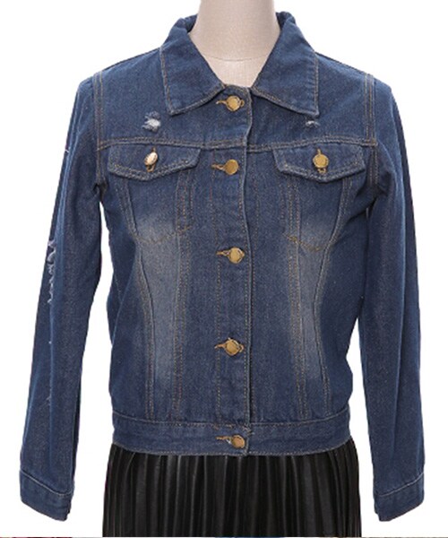 Tiffee SELECT（ティフィーセレクト）の「クラッシュ加工ダメージGジャンデニムジャケット（デニムジャケット・レディース・ブルー・F）」の2枚目の写真