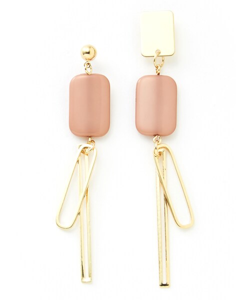 GRL（グレイル）の「真鍮カラーストーンスクエアモチーフピアス（ピアス（両耳用）・レディース・レッド/ブルー/ピンク・F）」の3枚目の写真