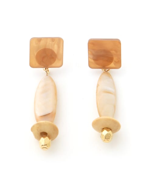 GRL(グレイル)の「スクエアマルチストーンピアス(ピアス(両耳用)・レディース・ブラック/キャメル・F)」の2枚目の写真