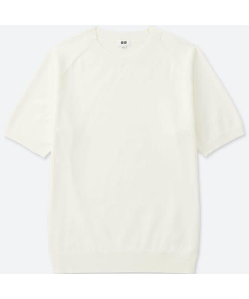 UNIQLO（ユニクロ）の「ウォッシャブルクルーネックセーター（半袖）（ニット/セーター・メンズ・BLACK 09/GRAY 03/OFF WHITE 01/OLIVE 56・3XL/4XL/XXL/L/S/M/XL/XS）」の2枚目の写真