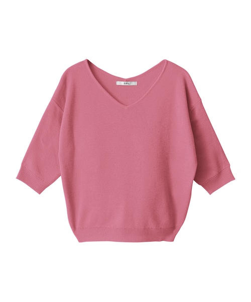 GRL（グレイル）の「Vネックミラノリブ5分袖ニット（ニット/セーター・レディース・ピンク/イエロー/レッド/ブラック/ブルー/ネイビー/パープル/ミントグリーン/ラベンダー/オフホワイト/ライトグレー・M）」の10枚目の写真