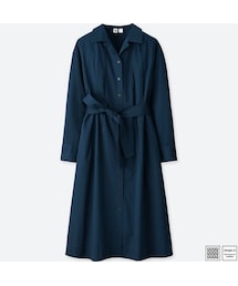 UNIQLO | コットンツイルシャツワンピース（長袖）＋E(ワンピース)