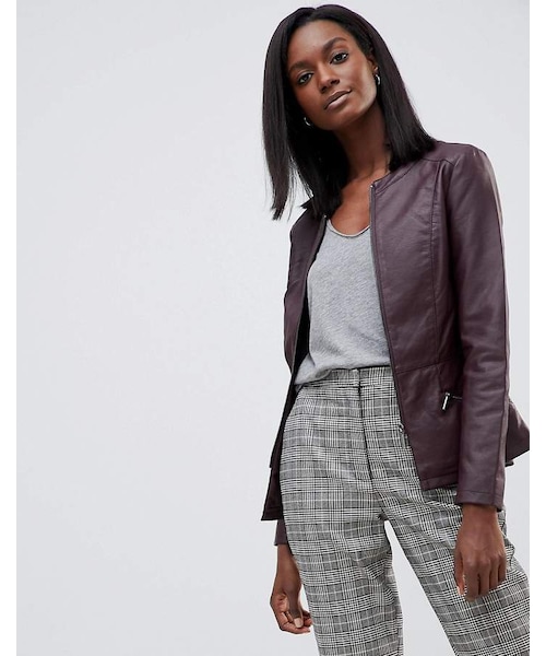 Oasis Faux Leather Collarless Jacket Wear Oasis Faux Leather Collarless Jacket
