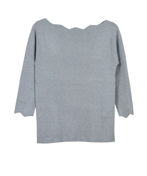 STYLEBLOCK（スタイルブロック）の「スカラップリブニットトップス（Tシャツ/カットソー・レディース・アイボリー/レッド/グリーン系/グレー・M）」の2枚目の写真