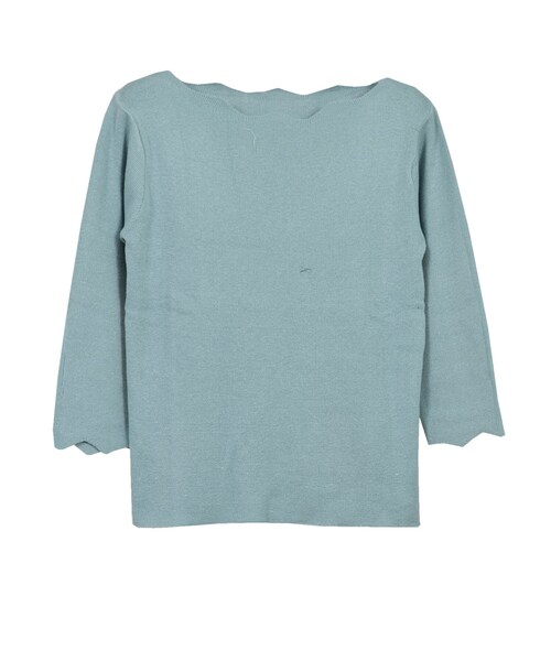 STYLEBLOCK（スタイルブロック）の「スカラップリブニットトップス（Tシャツ/カットソー・レディース・アイボリー/レッド/グリーン系/グレー・M）」の3枚目の写真