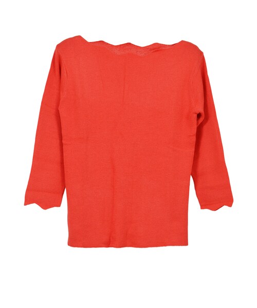 STYLEBLOCK（スタイルブロック）の「スカラップリブニットトップス（Tシャツ/カットソー・レディース・アイボリー/レッド/グリーン系/グレー・M）」の4枚目の写真