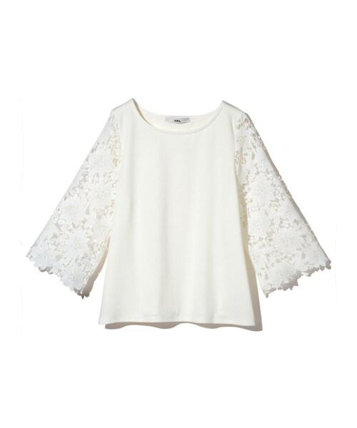 GRL（グレイル）の「レーススリーブトップス（シャツ/ブラウス・レディース・オフホワイト/ブラック/ピンク・M）」の2枚目の写真