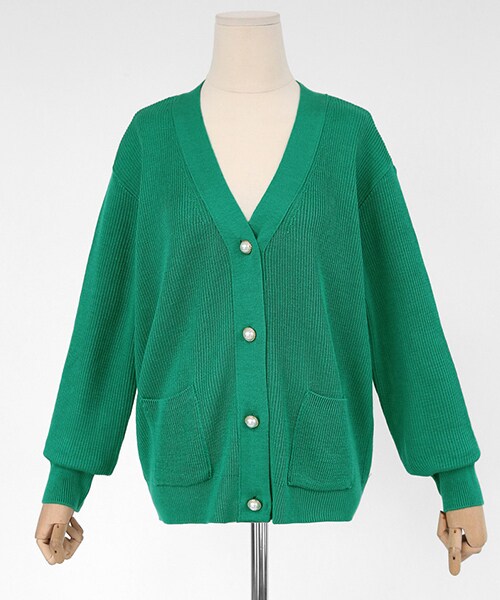 DHOLIC（ディーホリック）の「パールボタンポケットカーディガン（カーディガン/ボレロ・レディース・イエロー/ピンク/ホワイト/グリーン・FREE）」の3枚目の写真