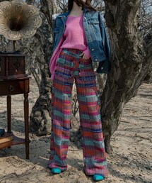 DINT | カラーミックスツイードワイドパンツ(スラックス)