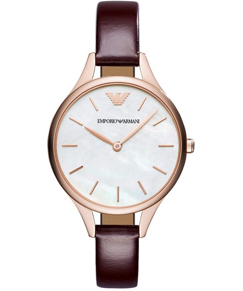 EMPORIO ARMANI(エンポリオアルマーニ)の「Emporio Armani Women's Aurora Burgundy Leather Strap Watch 32mm(アナログ腕時計・レディース・Brown・One Size)」の1枚目の写真
