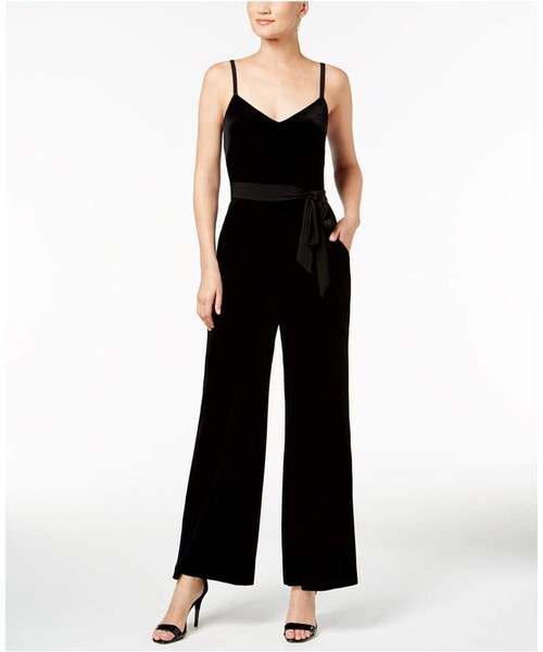 velvet sash jumpsuit
