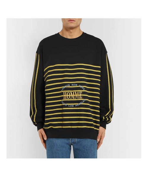 BALENCIAGA(バレンシアガ)の「Balenciaga Oversized Embroidered Striped Cotton-Jersey Sweatshirt(スウェット・メンズ・Black・XL)」の4枚目の写真