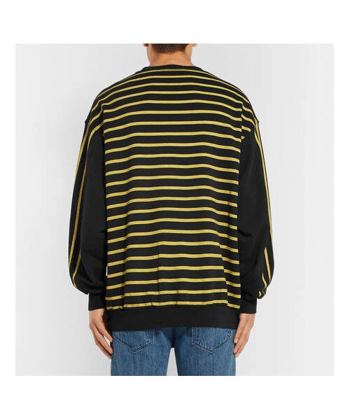 BALENCIAGA(バレンシアガ)の「Balenciaga Oversized Embroidered Striped Cotton-Jersey Sweatshirt(スウェット・メンズ・Black・XL)」の2枚目の写真