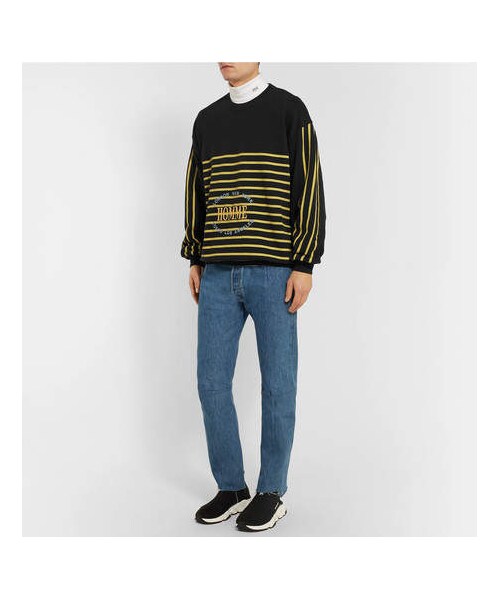 BALENCIAGA(バレンシアガ)の「Balenciaga Oversized Embroidered Striped Cotton-Jersey Sweatshirt(スウェット・メンズ・Black・XL)」の3枚目の写真