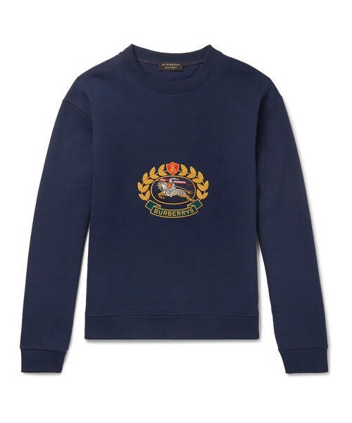 burberry embroidered cotton blend jersey sweatshirt