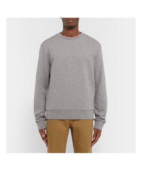 Maison Margiela（メゾンマルジェラ）の「Maison Margiela Leather Elbow-Patch Mélange Loopback Cotton-Jersey Sweatshirt（スウェット・メンズ・Gray・It50/It44/It48/It52/It46/It54）」の5枚目の写真
