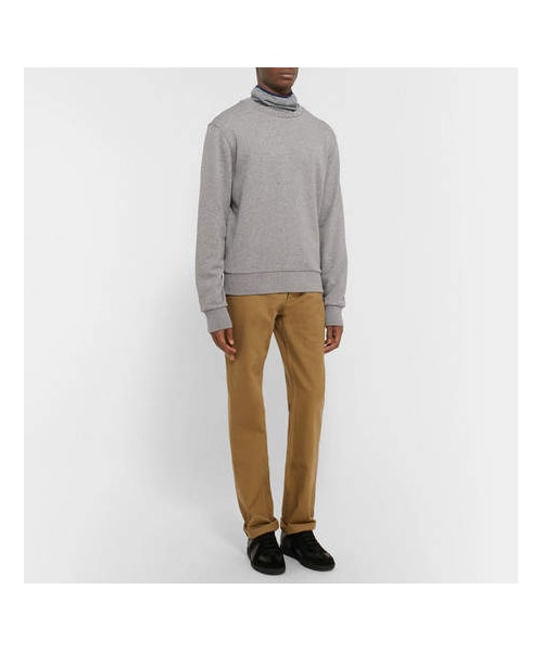 Maison Margiela（メゾンマルジェラ）の「Maison Margiela Leather Elbow-Patch Mélange Loopback Cotton-Jersey Sweatshirt（スウェット・メンズ・Gray・It50/It44/It48/It52/It46/It54）」の2枚目の写真