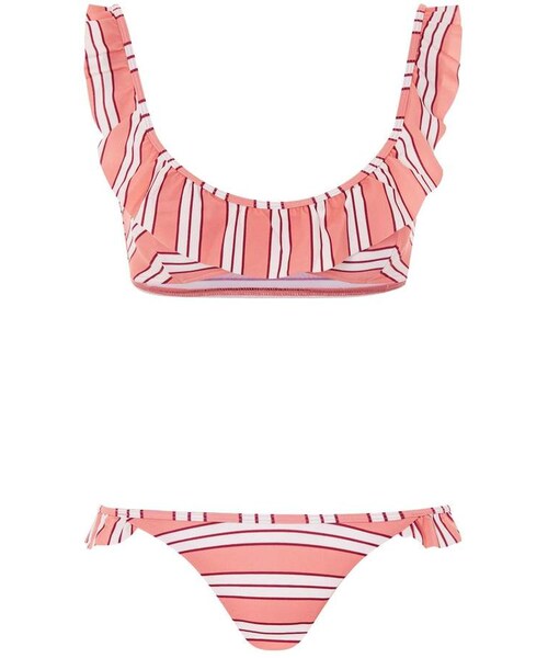 TOPSHOP（トップショップ）の「Topshop Stripe frill bikini top（水着・レディース・Pink・0/2/4/6/8/10/12）」の4枚目の写真